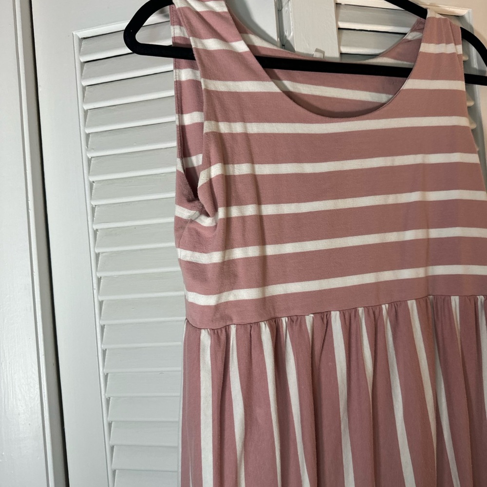 Amazon Women's Pink and White Striped Casual Dress - Picture 5 of 5